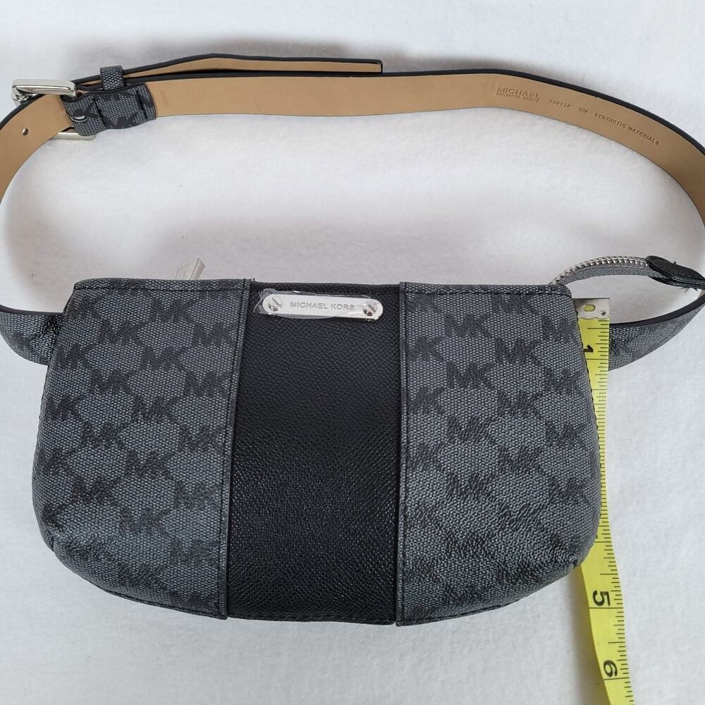Michael Kors Womens Small Signature MK Logo Waist Belt Bag Purse Gray Fanny Pack - Picture 3 of 6